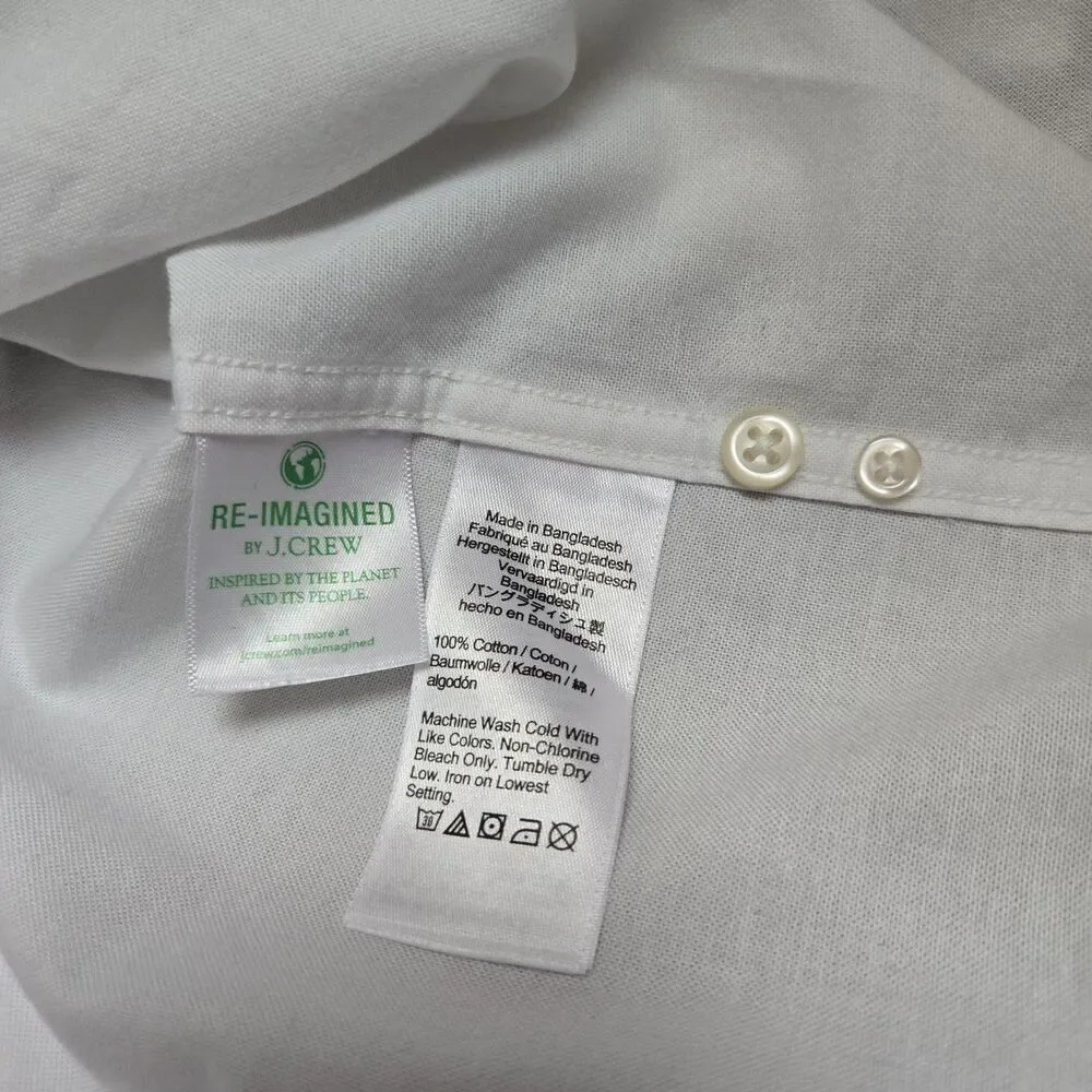 J Crew Broken In Oxford Shirt Mens XXLT XXL Tall White SS Organic Cotton